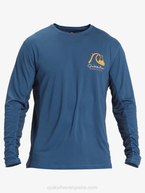 alférez azul camiseta de surf de manga larga waterman bamboo check 2 upf 50 D6T4D259 hombres Quiksilver