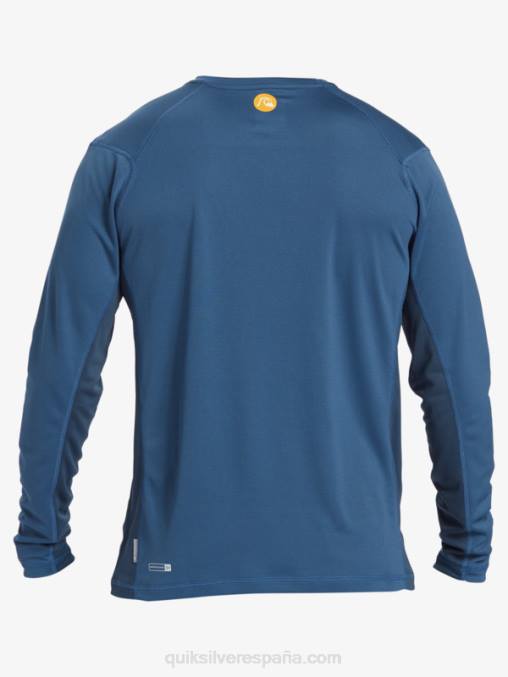 alférez azul camiseta de surf de manga larga waterman bamboo check 2 upf 50 D6T4D259 hombres Quiksilver
