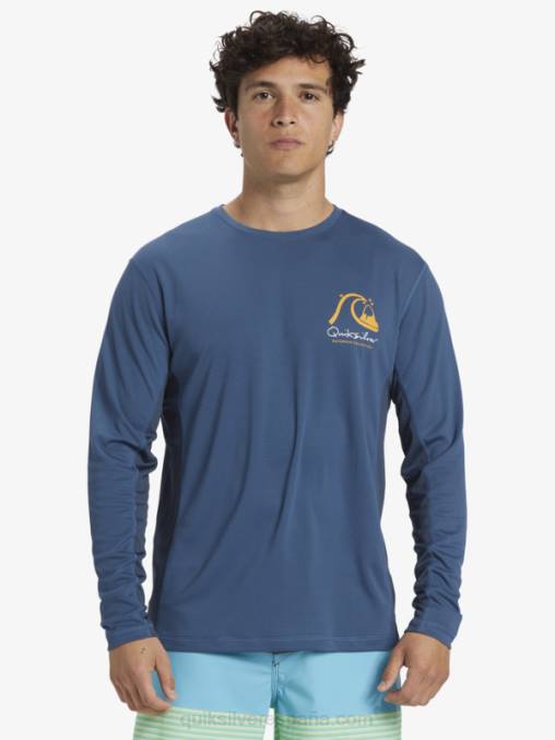 alférez azul camiseta de surf de manga larga waterman bamboo check 2 upf 50 D6T4D259 hombres Quiksilver