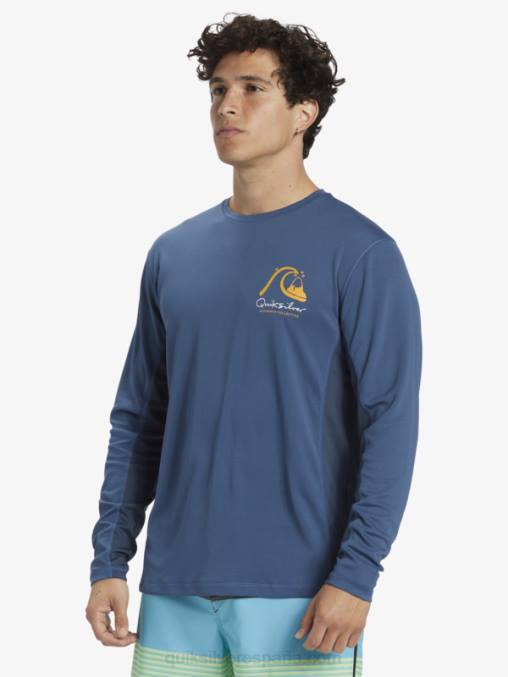 alférez azul camiseta de surf de manga larga waterman bamboo check 2 upf 50 D6T4D259 hombres Quiksilver