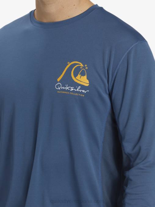 alférez azul camiseta de surf de manga larga waterman bamboo check 2 upf 50 D6T4D259 hombres Quiksilver