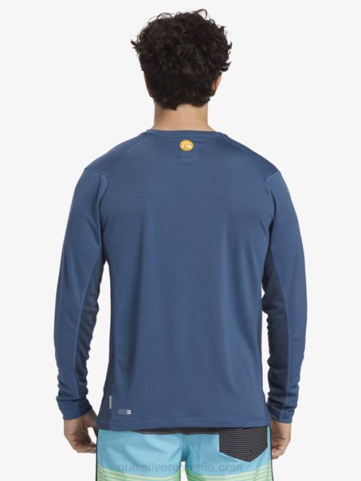 alférez azul camiseta de surf de manga larga waterman bamboo check 2 upf 50 D6T4D259 hombres Quiksilver