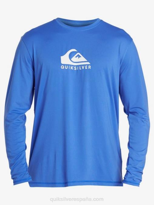 azul brillante playera de surf upf 50 de manga larga con rayas sólidas D6T4D1584 hombres Quiksilver