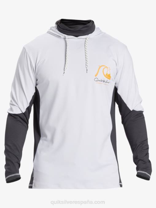 blanco Camiseta de surf de manga larga con capucha UPF 50 de Waterman Angler D6T4D831 hombres Quiksilver