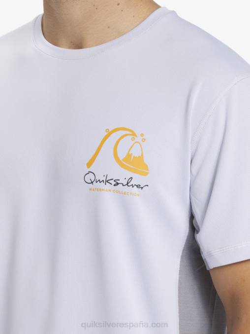 blanco camiseta de surf de manga corta waterman bamboo check 2 upf 50 D6T4D273 hombres Quiksilver