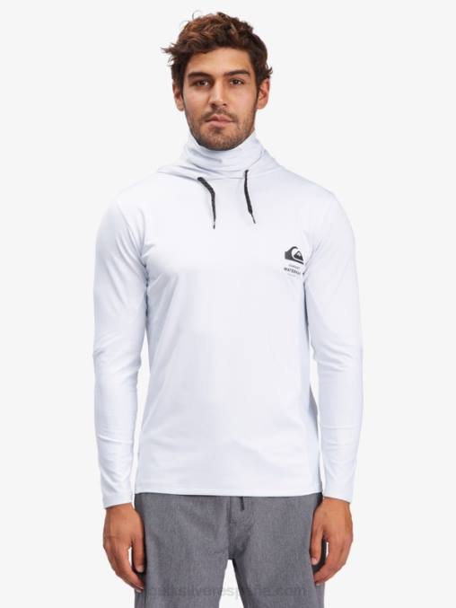 blanco camiseta de surf de manga larga con capucha upf 50 de pescador de waterman D6T4D1850 hombres Quiksilver