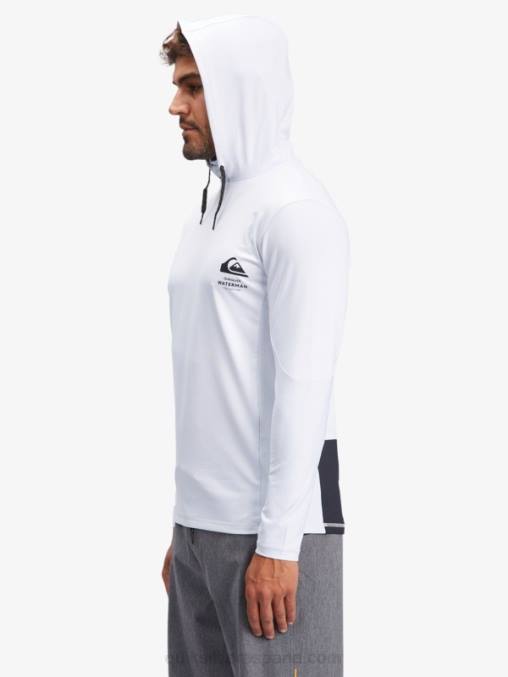 blanco camiseta de surf de manga larga con capucha upf 50 de pescador de waterman D6T4D1850 hombres Quiksilver