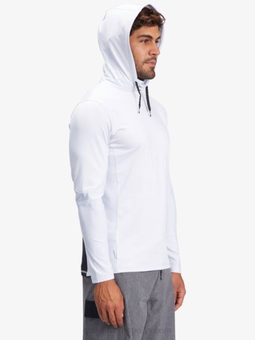 blanco camiseta de surf de manga larga con capucha upf 50 de pescador de waterman D6T4D1850 hombres Quiksilver