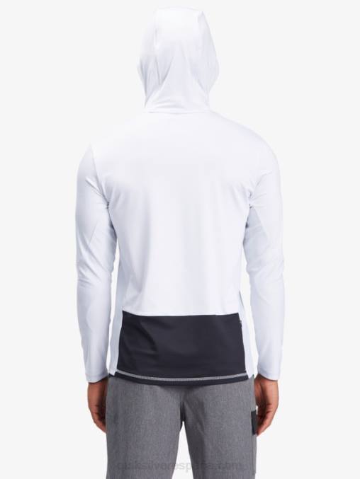 blanco camiseta de surf de manga larga con capucha upf 50 de pescador de waterman D6T4D1850 hombres Quiksilver