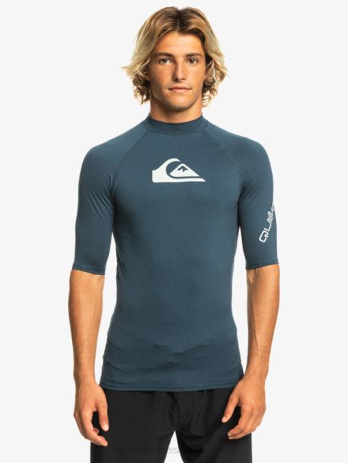 blazer azul marino jaspeado todos los tiempos manga corta upf 50 rashguard D6T4D812 hombres Quiksilver