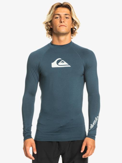 blazer azul marino jaspeado todos los tiempos manga larga upf 50 rashguard D6T4D820 hombres Quiksilver