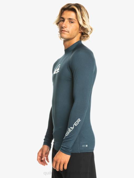 blazer azul marino jaspeado todos los tiempos manga larga upf 50 rashguard D6T4D820 hombres Quiksilver