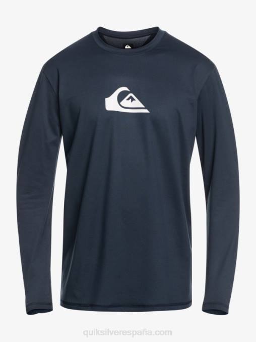 chaqueta azul marino playera de manga larga con rayas sólidas upf 50 surf D6T4D842 hombres Quiksilver