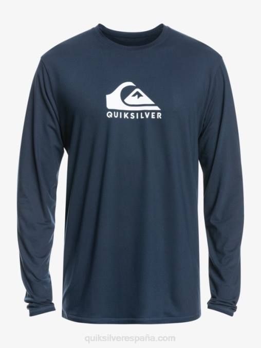 chaqueta azul marino playera de surf upf 50 de manga larga con rayas sólidas D6T4D1582 hombres Quiksilver