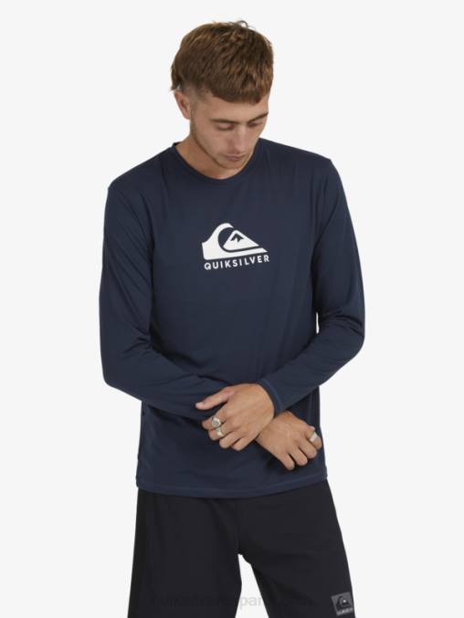 chaqueta azul marino playera de surf upf 50 de manga larga con rayas sólidas D6T4D1582 hombres Quiksilver