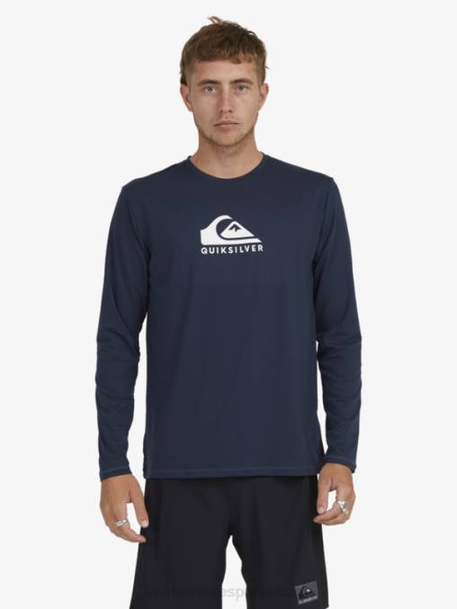 chaqueta azul marino playera de surf upf 50 de manga larga con rayas sólidas D6T4D1582 hombres Quiksilver