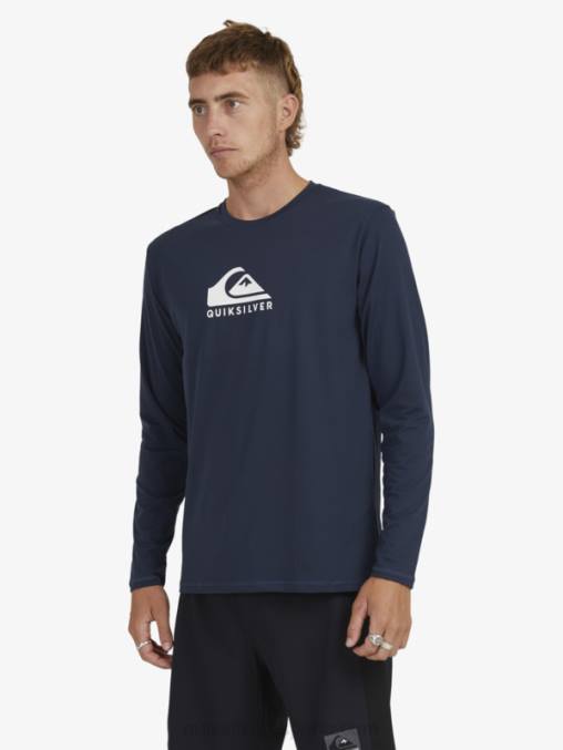 chaqueta azul marino playera de surf upf 50 de manga larga con rayas sólidas D6T4D1582 hombres Quiksilver