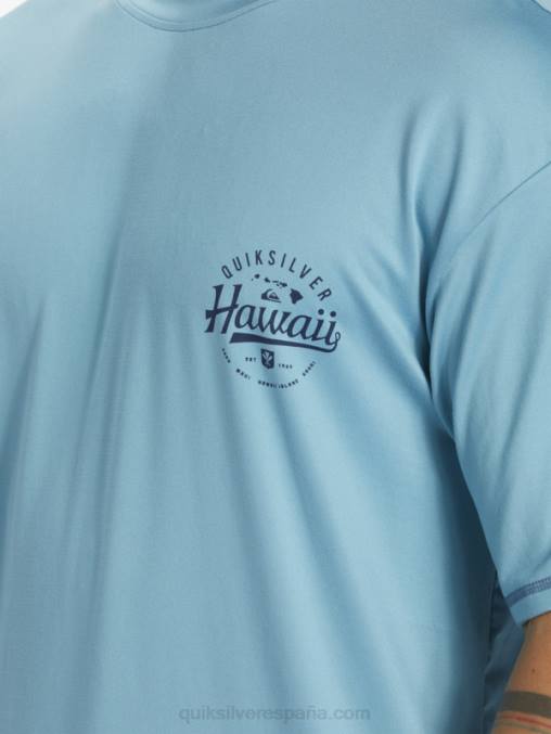 delfinio azul camiseta de surf de manga corta hawaii big bite upf 50 D6T4D880 hombres Quiksilver