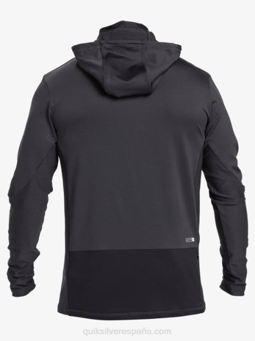negro Camiseta de surf de manga larga con capucha UPF 50 de Waterman Angler D6T4D830 hombres Quiksilver