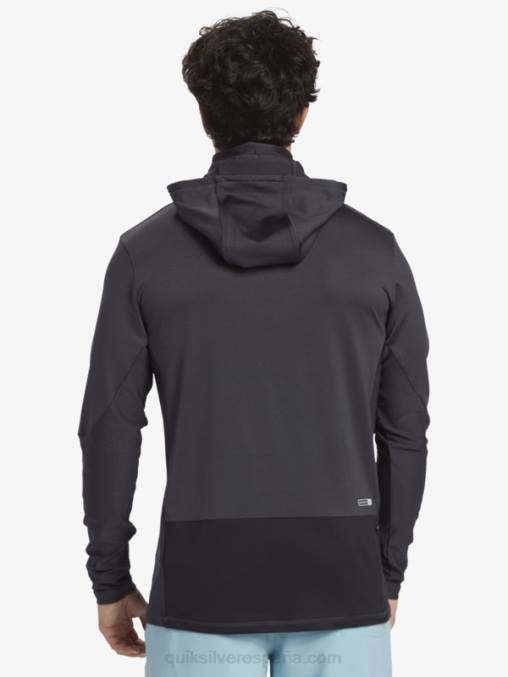 negro Camiseta de surf de manga larga con capucha UPF 50 de Waterman Angler D6T4D830 hombres Quiksilver