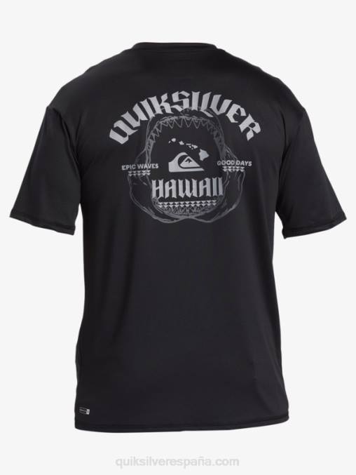 negro camiseta de surf de manga corta hawaii big bite upf 50 D6T4D883 hombres Quiksilver