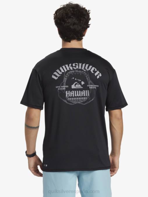negro camiseta de surf de manga corta hawaii big bite upf 50 D6T4D883 hombres Quiksilver
