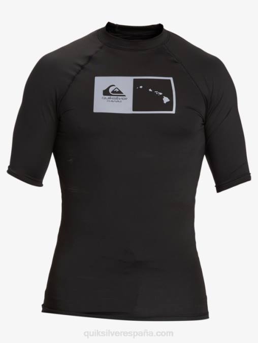 negro camiseta de surf de manga corta hawaii double down upf 50 D6T4D1170 hombres Quiksilver