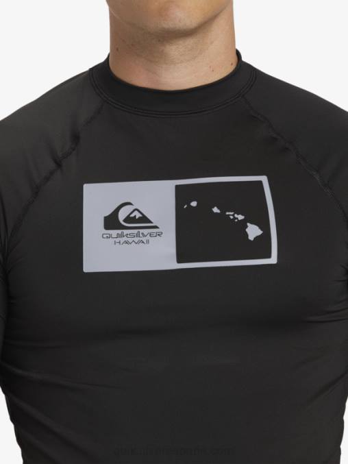 negro camiseta de surf de manga corta hawaii double down upf 50 D6T4D1170 hombres Quiksilver
