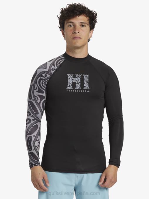 negro camiseta de surf de manga larga hawaii big island upf 50 D6T4D923 hombres Quiksilver