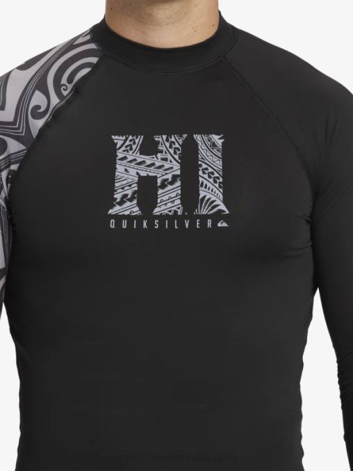 negro camiseta de surf de manga larga hawaii big island upf 50 D6T4D923 hombres Quiksilver