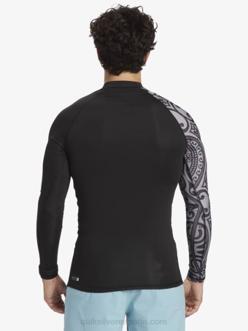 negro camiseta de surf de manga larga hawaii big island upf 50 D6T4D923 hombres Quiksilver