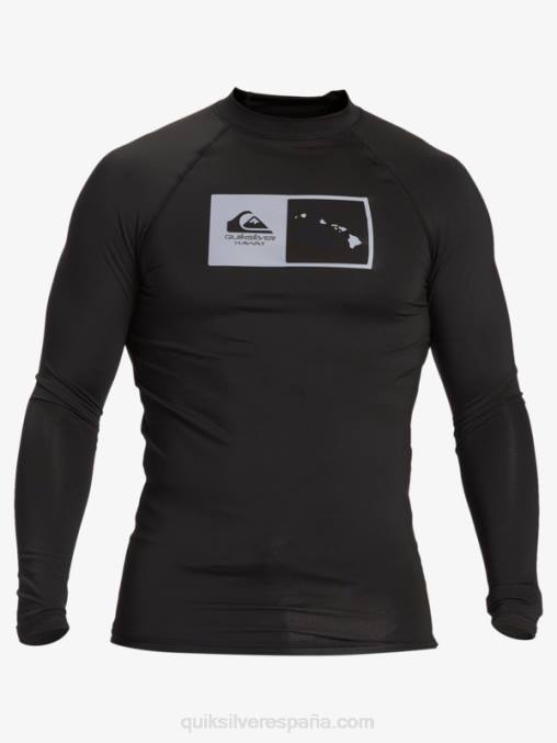 negro camiseta de surf de manga larga hawaii double down upf 50 D6T4D1105 hombres Quiksilver