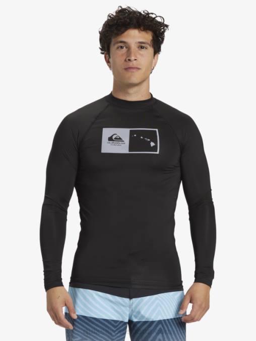 negro camiseta de surf de manga larga hawaii double down upf 50 D6T4D1105 hombres Quiksilver