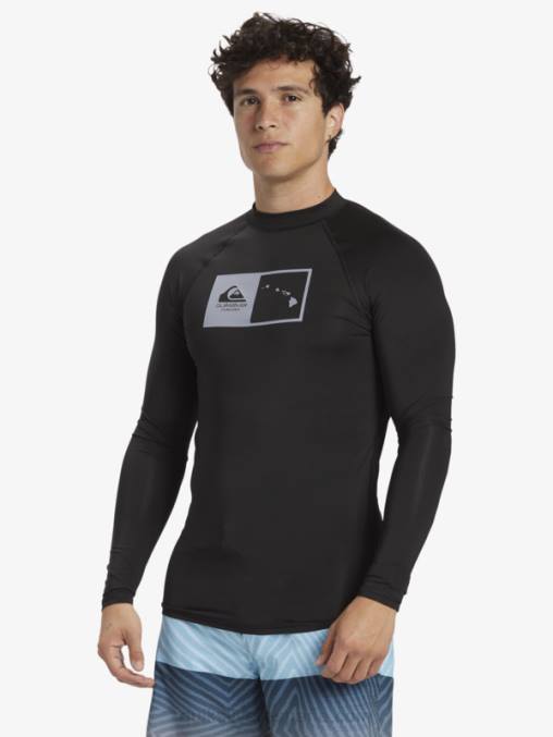 negro camiseta de surf de manga larga hawaii double down upf 50 D6T4D1105 hombres Quiksilver