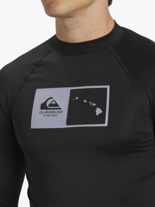 negro camiseta de surf de manga larga hawaii double down upf 50 D6T4D1105 hombres Quiksilver