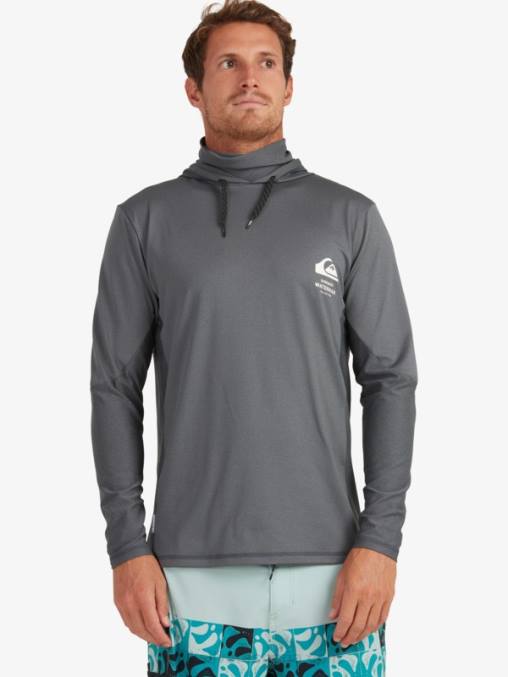 sombra oscura camiseta de surf de manga larga con capucha upf 50 de pescador de waterman D6T4D1848 hombres Quiksilver