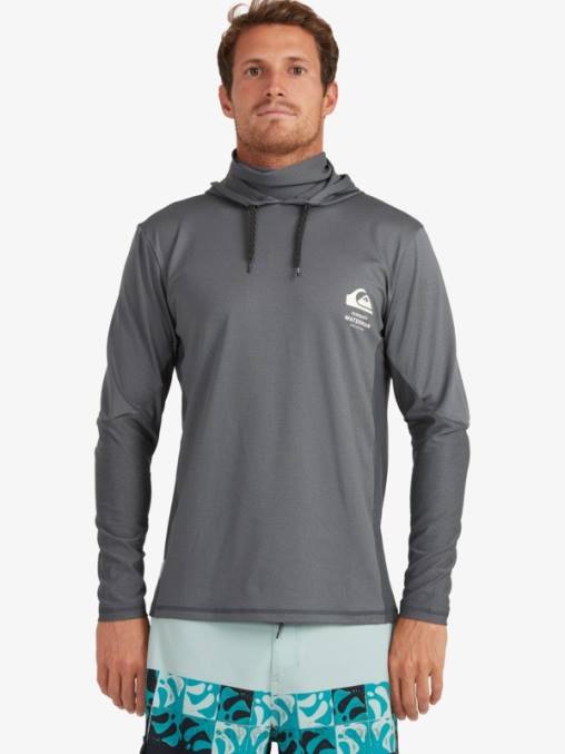 sombra oscura camiseta de surf de manga larga con capucha upf 50 de pescador de waterman D6T4D1848 hombres Quiksilver