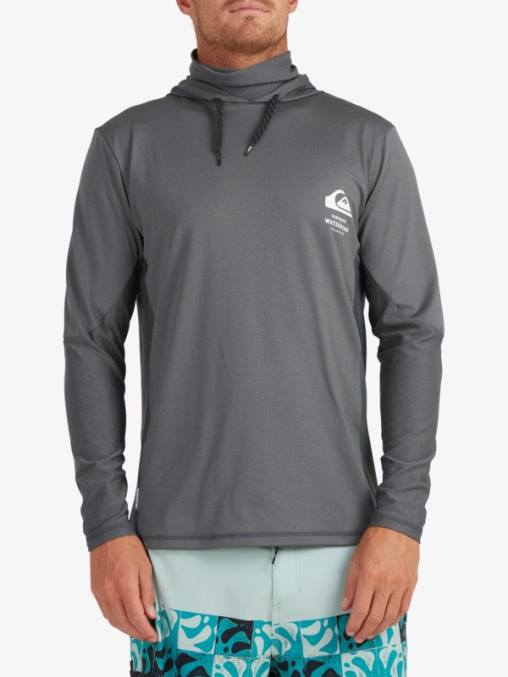 sombra oscura camiseta de surf de manga larga con capucha upf 50 de pescador de waterman D6T4D1848 hombres Quiksilver