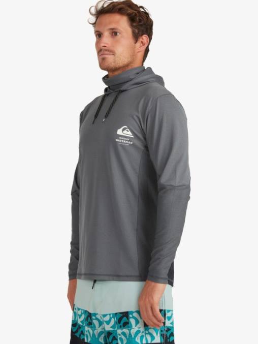 sombra oscura camiseta de surf de manga larga con capucha upf 50 de pescador de waterman D6T4D1848 hombres Quiksilver