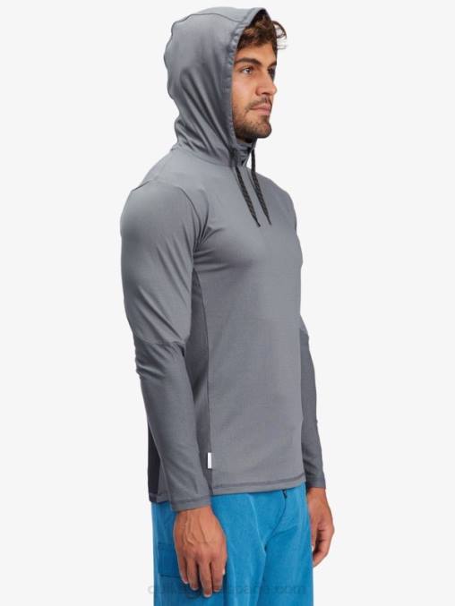 sombra oscura camiseta de surf de manga larga con capucha upf 50 de pescador de waterman D6T4D1848 hombres Quiksilver