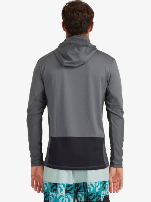 sombra oscura camiseta de surf de manga larga con capucha upf 50 de pescador de waterman D6T4D1848 hombres Quiksilver