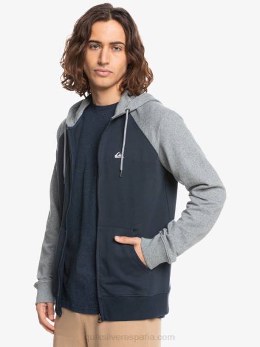 gris claro jaspeado/negro sudadera con cremallera Essentials D6T4D1514 hombres Quiksilver