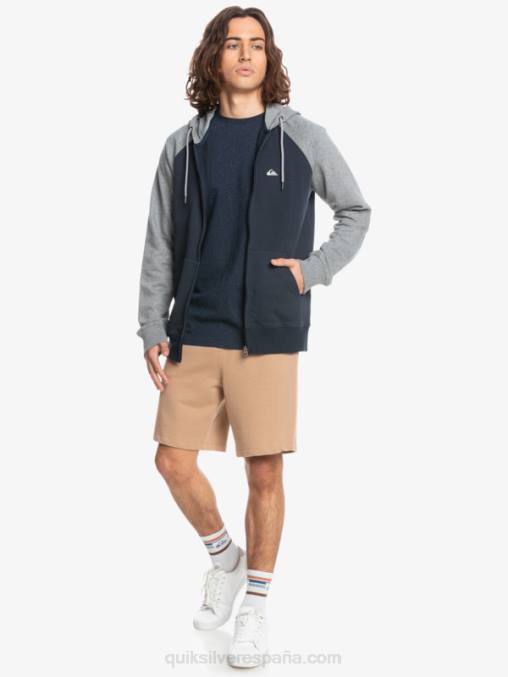 gris claro jaspeado/negro sudadera con cremallera Essentials D6T4D1514 hombres Quiksilver
