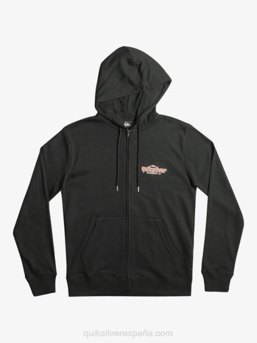 negro sudadera con cremallera y palabras D6T4D1149 hombres Quiksilver