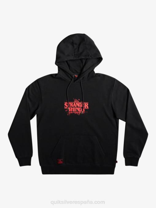 negro sudadera con logo oficial Things D6T4D1806 hombres Quiksilver x Stranger