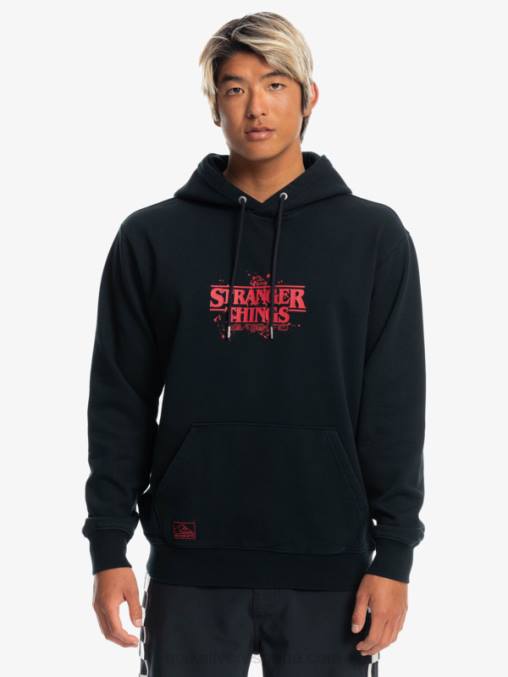 negro sudadera con logo oficial Things D6T4D1806 hombres Quiksilver x Stranger