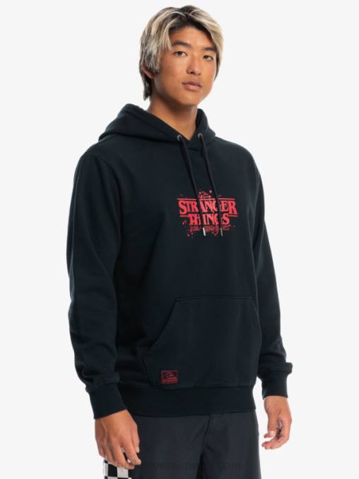negro sudadera con logo oficial Things D6T4D1806 hombres Quiksilver x Stranger