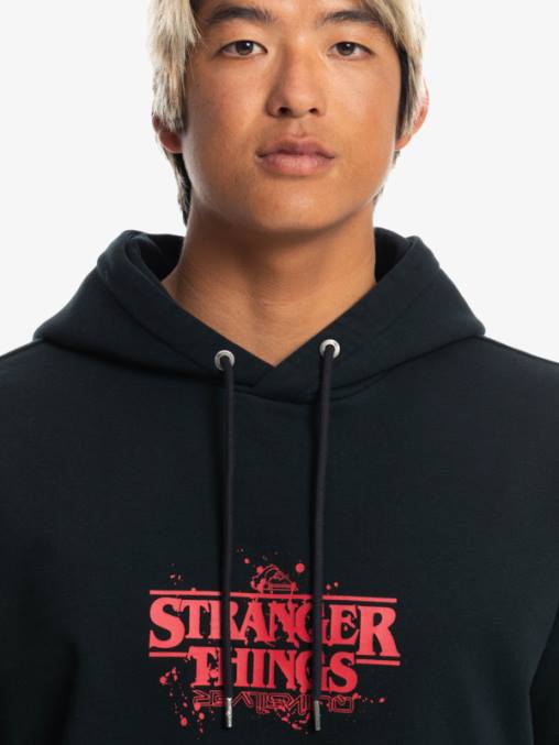 negro sudadera con logo oficial Things D6T4D1806 hombres Quiksilver x Stranger