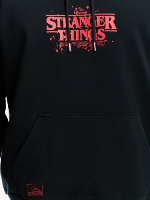 negro sudadera con logo oficial Things D6T4D1806 hombres Quiksilver x Stranger