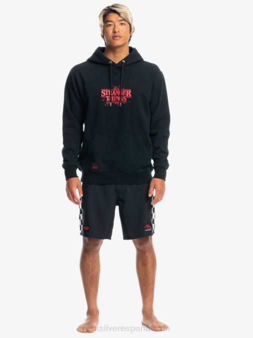 negro sudadera con logo oficial Things D6T4D1806 hombres Quiksilver x Stranger
